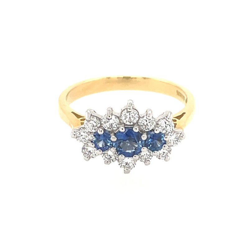 Sapphire & Diamond Shaped 18ct Cluster Ring