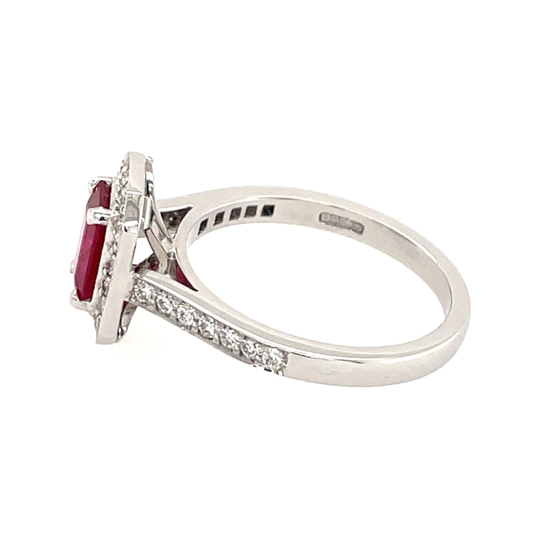 Ruby & Diamond 18ct White Cluster Ring