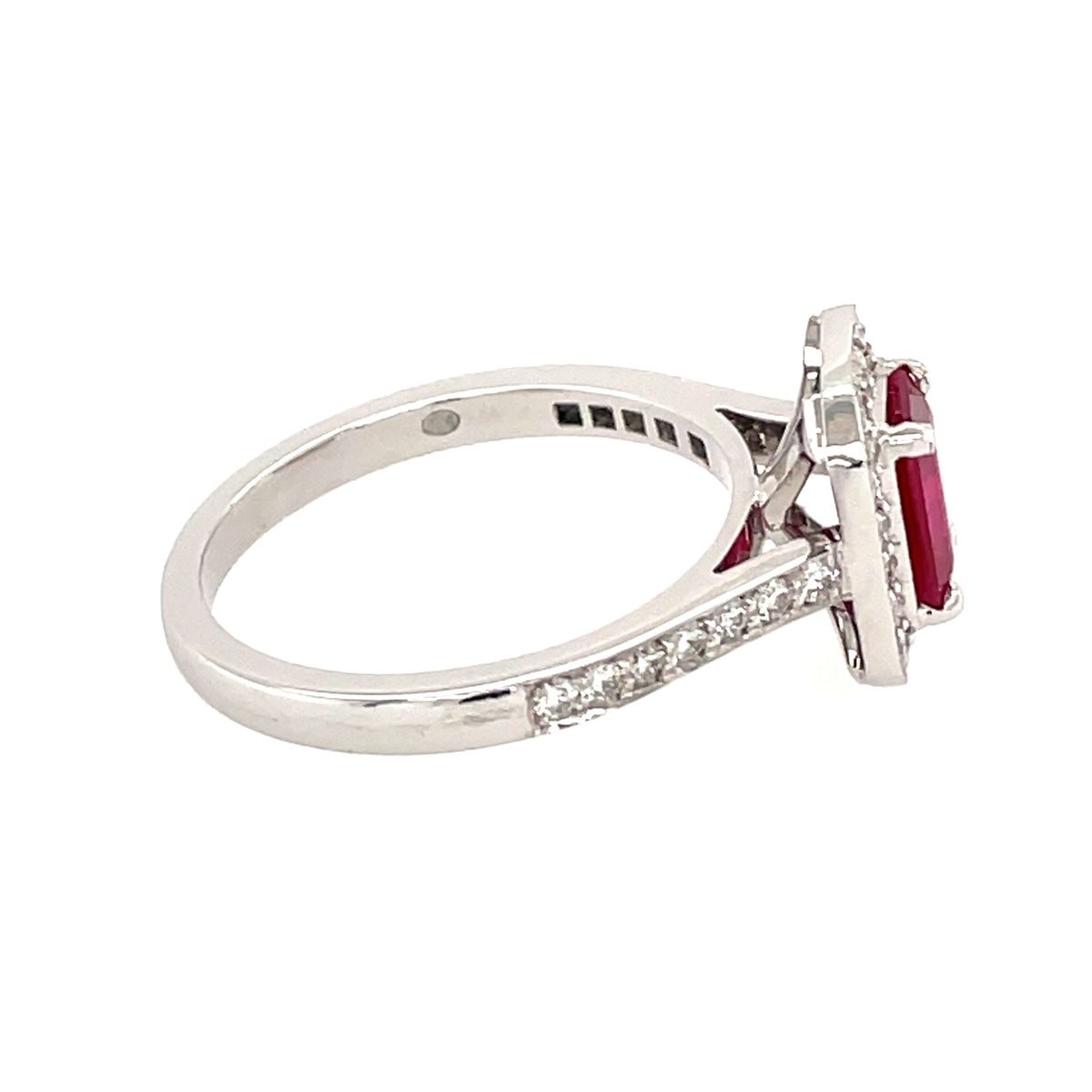 Ruby & Diamond 18ct White Cluster Ring