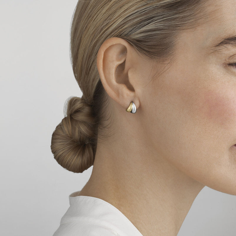 Georg Jensen Curve Earrings, Sterling Silver, 18ct Yellow Gold