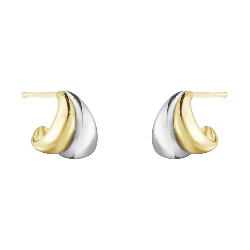 Georg Jensen Curve Earrings, Sterling Silver, 18ct Yellow Gold