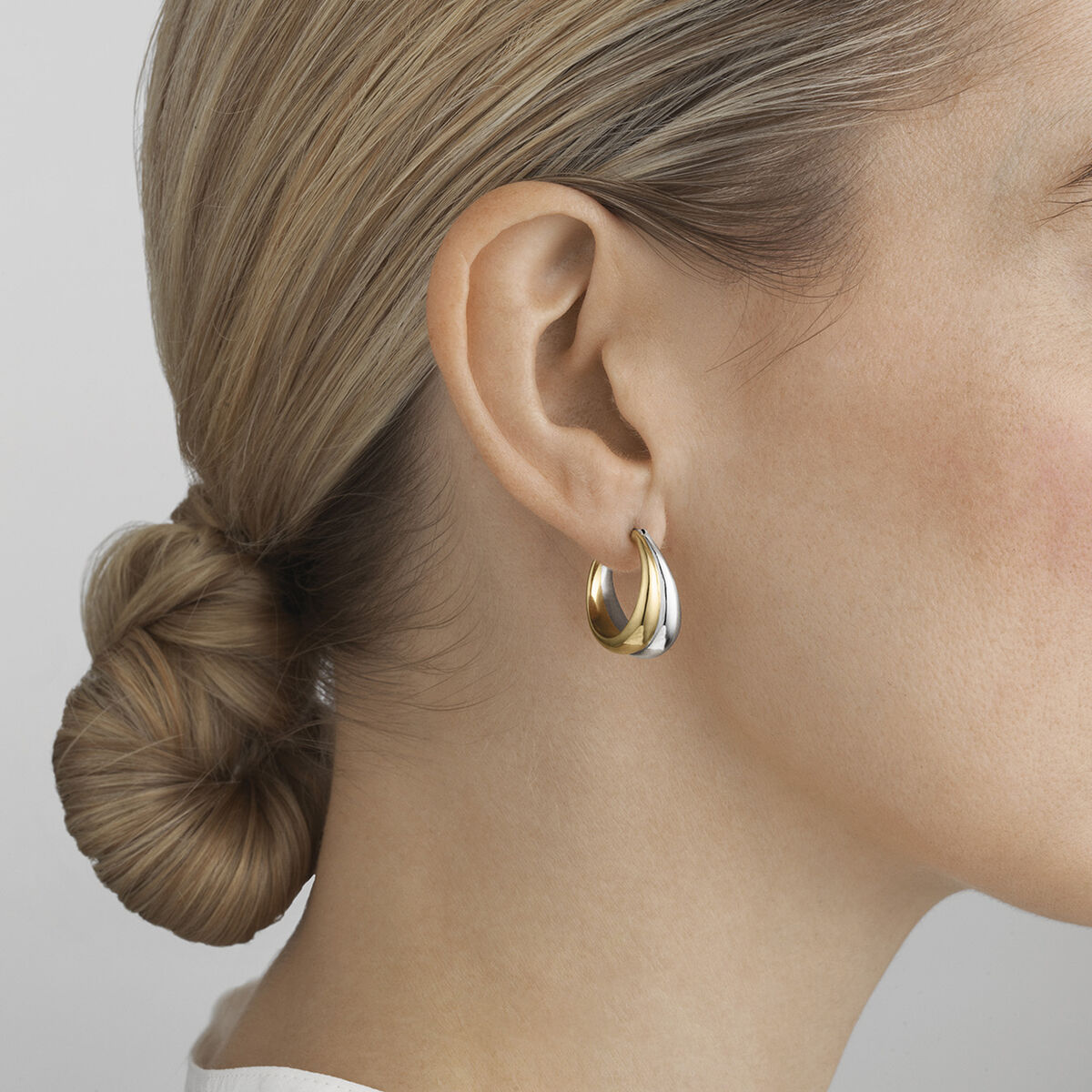 Georg Jensen Curve Earrings, 18ct Yellow Gold, Sterling Silver