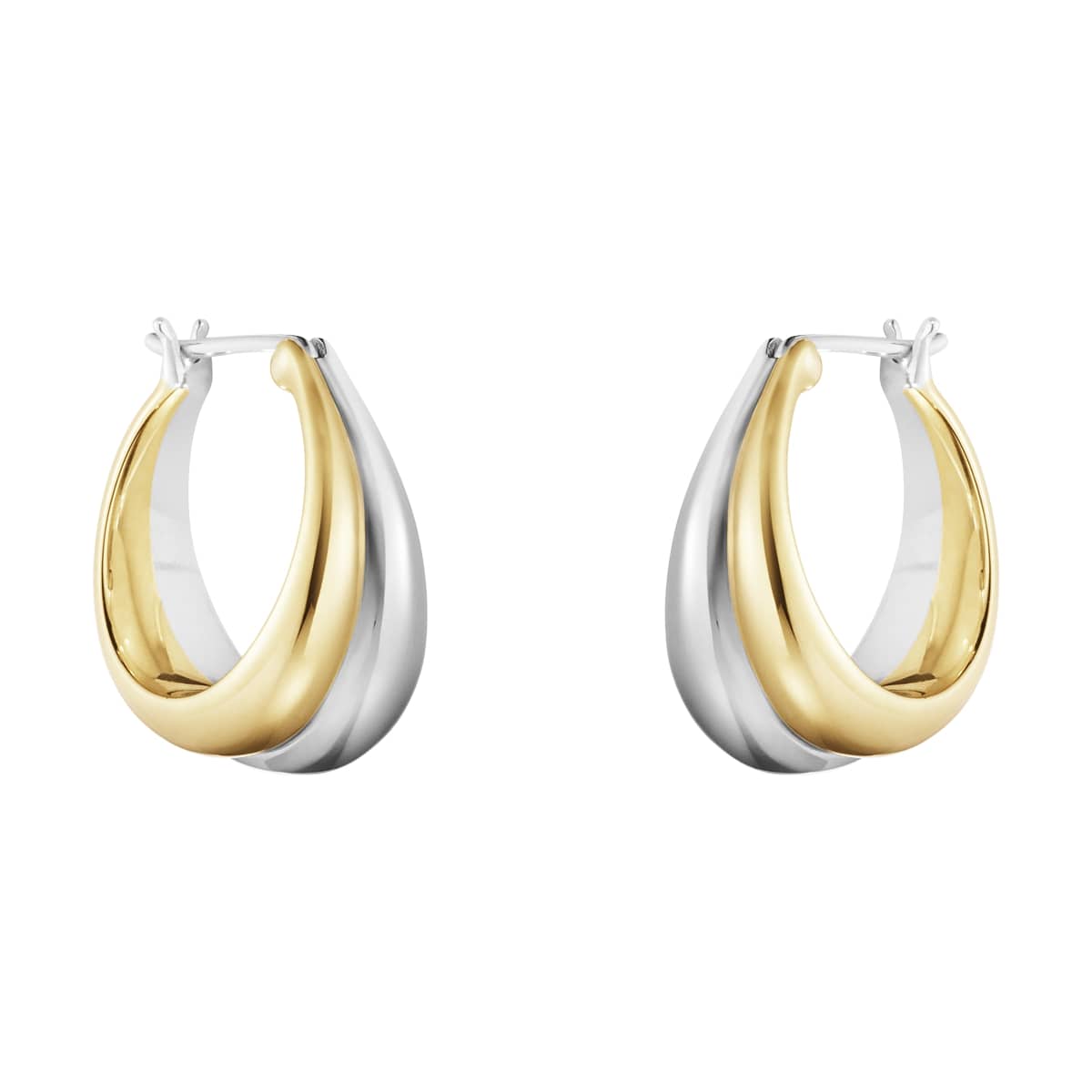 Georg Jensen Curve Earrings, 18ct Yellow Gold, Sterling Silver