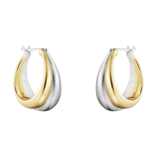 Georg Jensen Curve Earrings, 18ct Yellow Gold, Sterling Silver