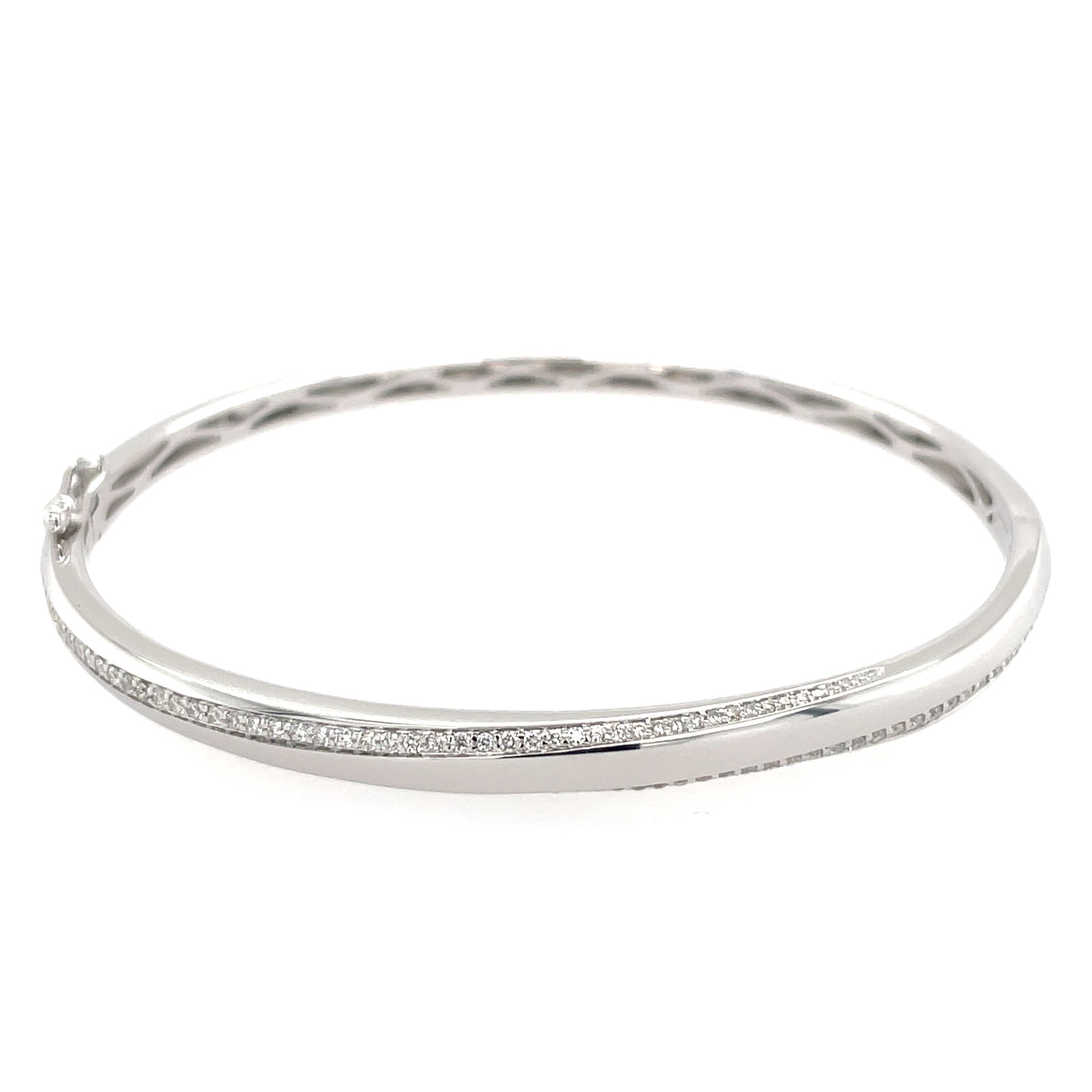 Diamond Set Design 9ct White Gold Bangle