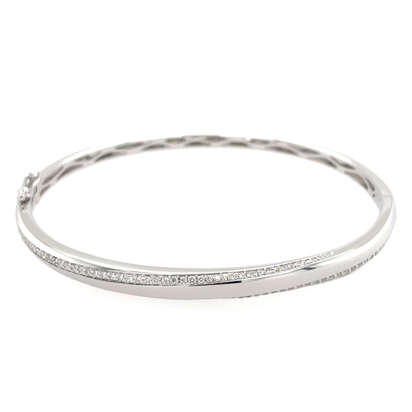 Diamond Set Design 9ct White Gold Bangle