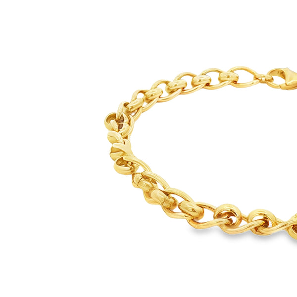 9ct Yellow Gold Florentine Half Link 7.5"/19cm