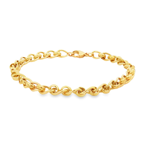 9ct Yellow Gold Florentine Half Link 7.5"/19cm