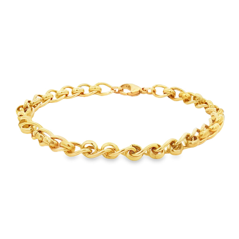 9ct Yellow Gold Florentine Half Link 7.5"/19cm