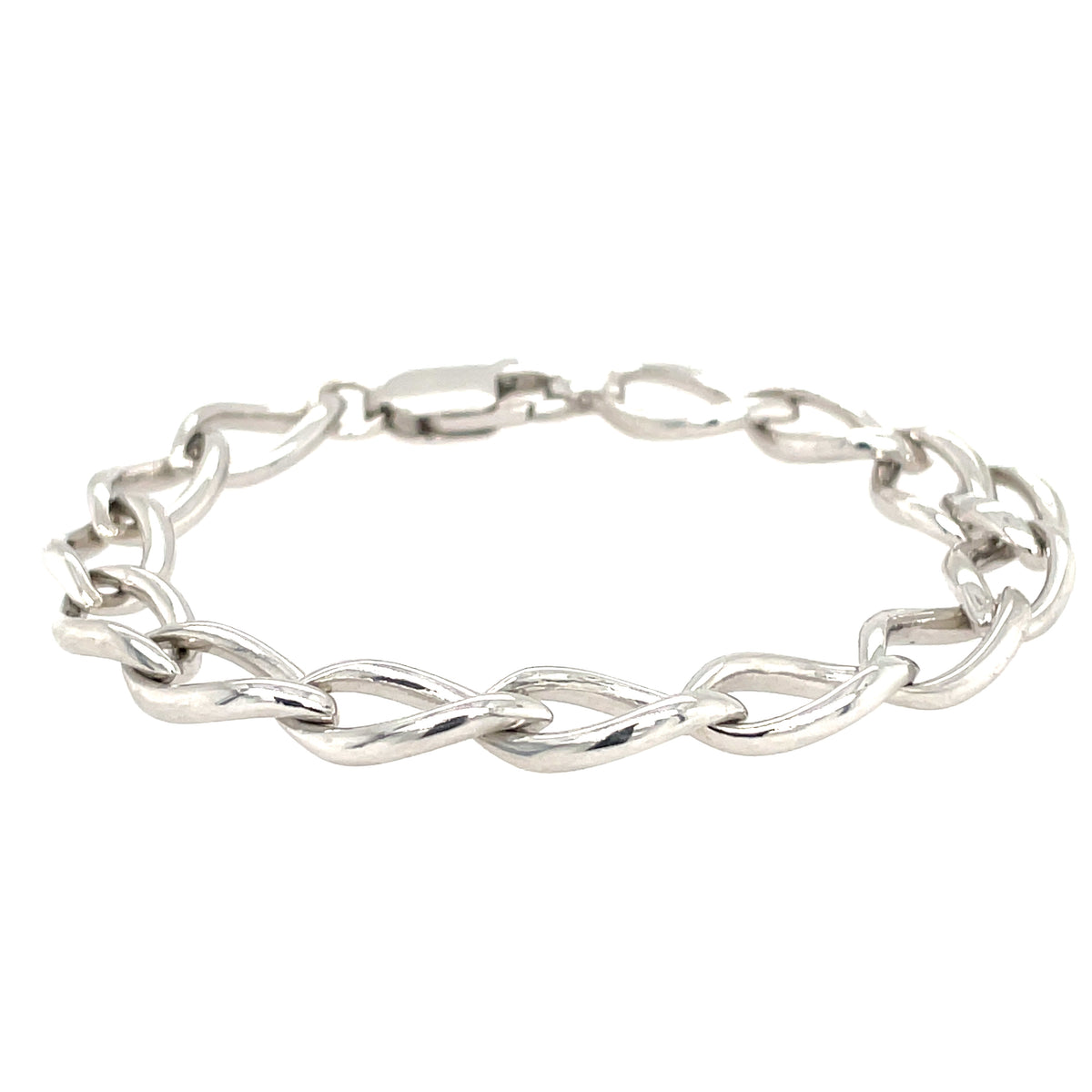 9ct White Gold Oval Link Chain 7.5"/19cm