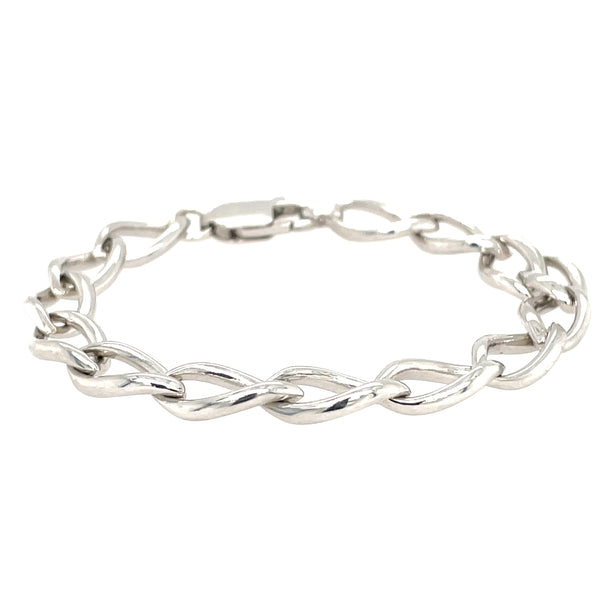 9ct White Gold Oval Link Chain 7.5"/19cm
