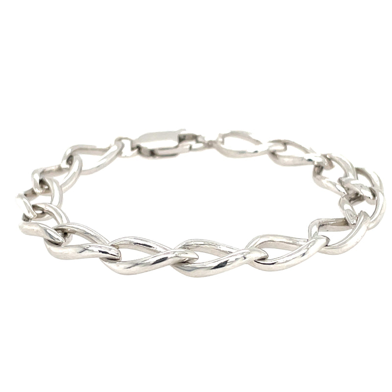 9ct White Gold Oval Link Chain 7.5"/19cm