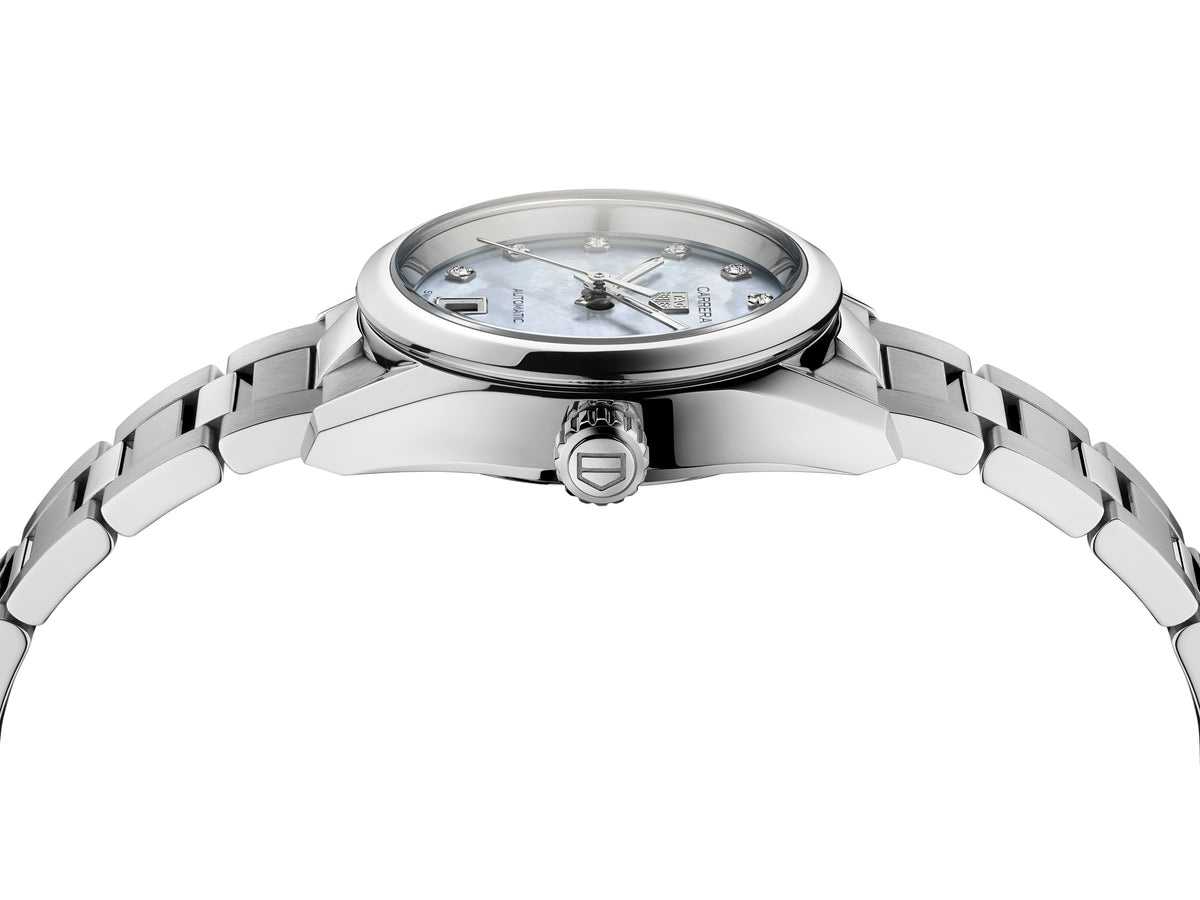 Tag Heuer Carrera Ladies Date MOP Diamond Dial Automatic 29mm WBN2412.BA0621