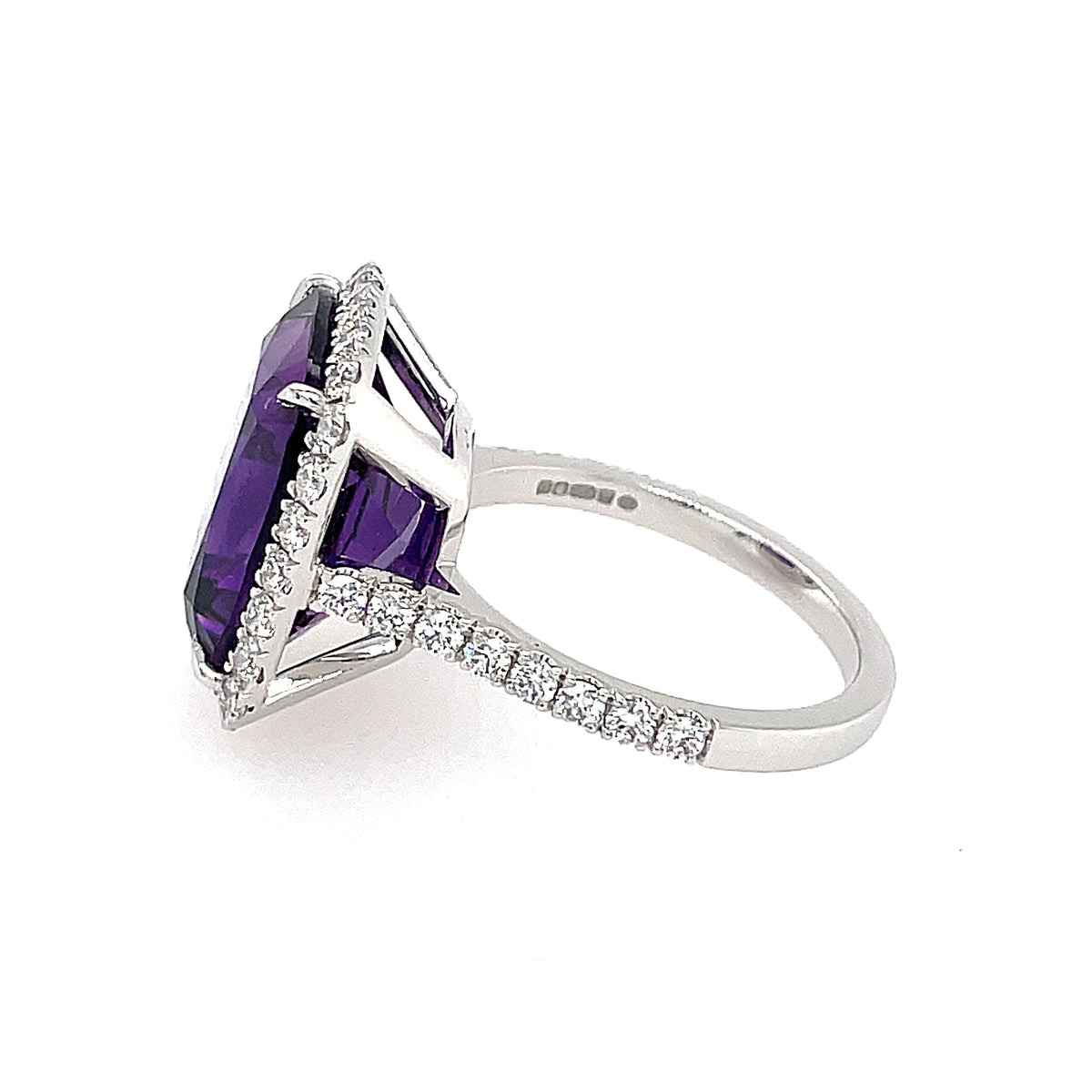 Amethyst & Diamond Cluster 18ct Ring