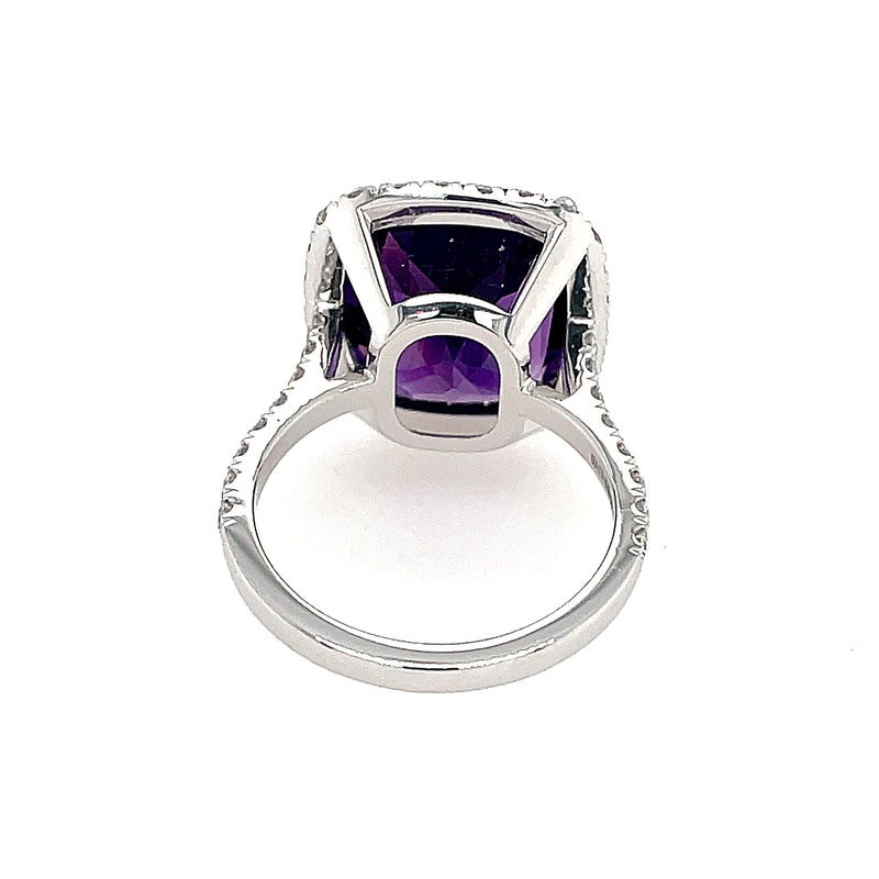 Amethyst & Diamond Cluster 18ct Ring