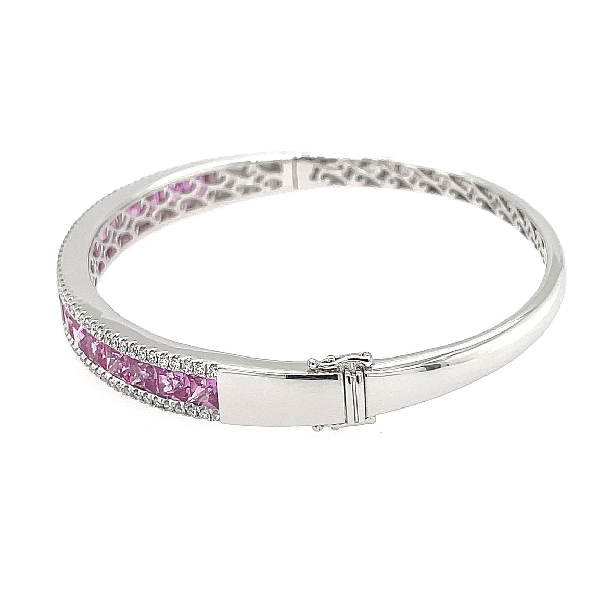 Pink Sapphire & Diamond Set White Gold 18ct Bangle