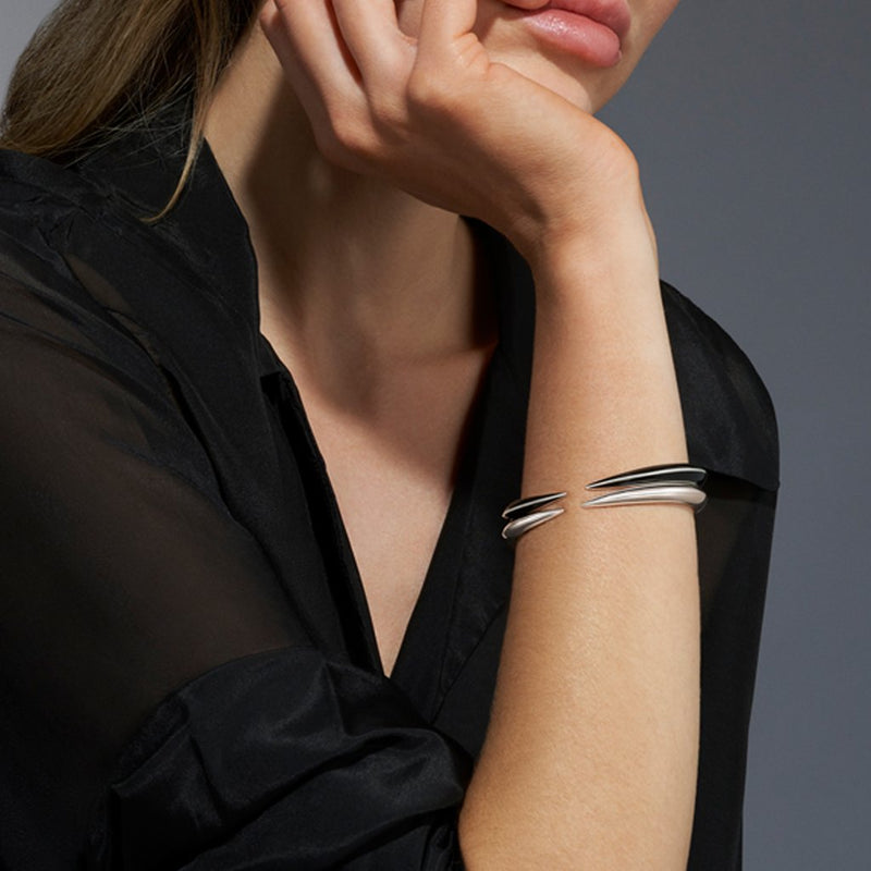 Shaun Leane Sabre Deco Silver Ceramic Cuff Bangle