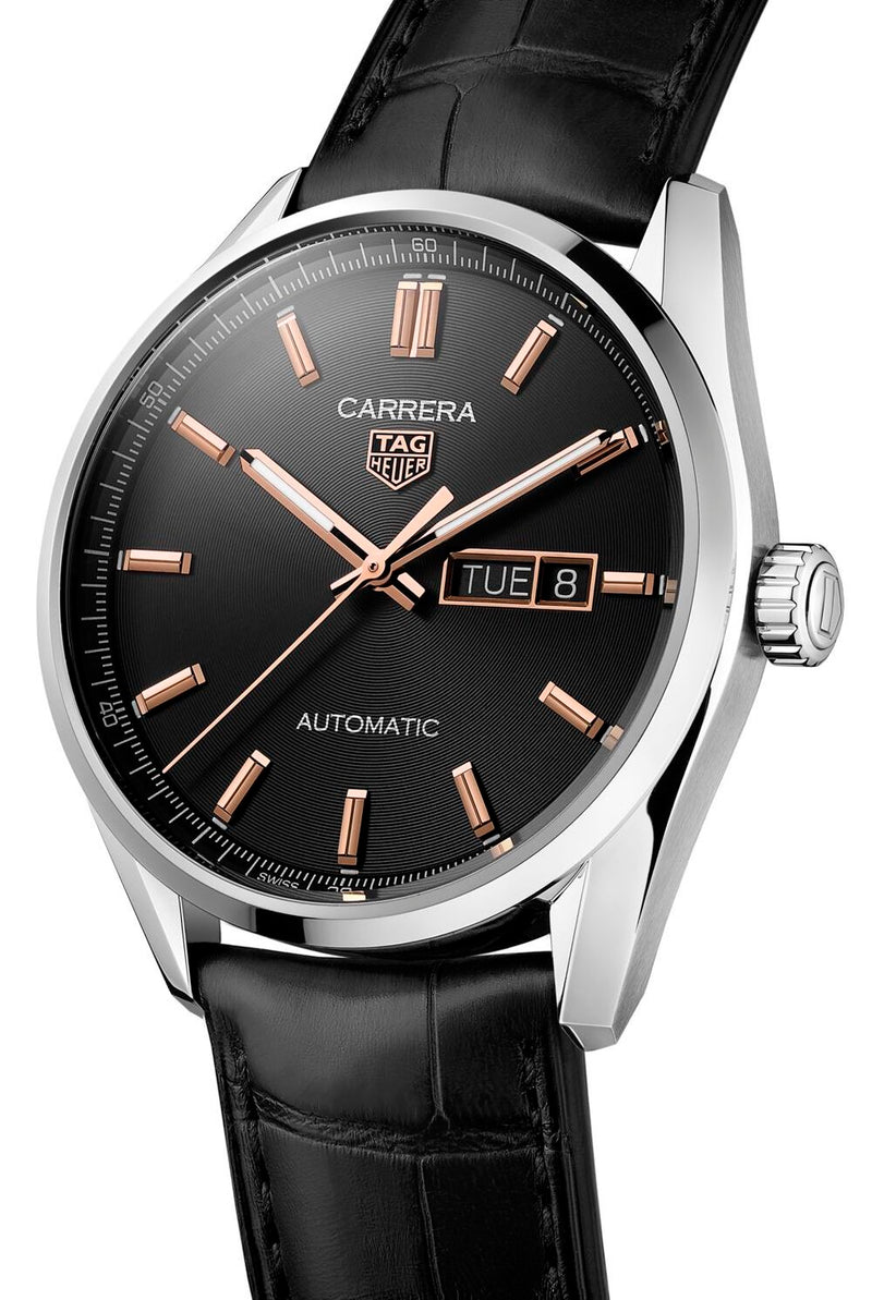 Tag Heuer Carrera Day-Date Automatic Calibre 5 Black Leather 41mm WBN2013.FC6503