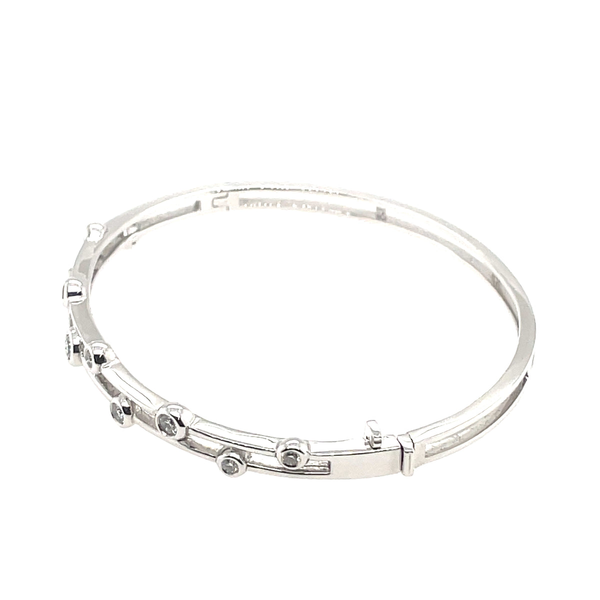 Diamond Set 9ct White Gold Bangle