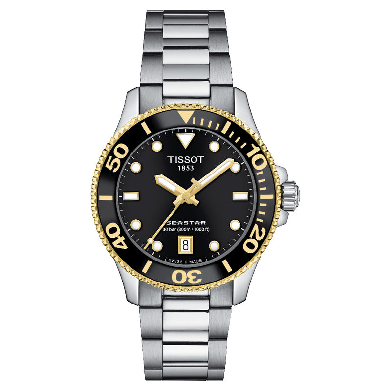 Tissot Seastar 1000 Black & Gold 36mm Watch T1202102105100
