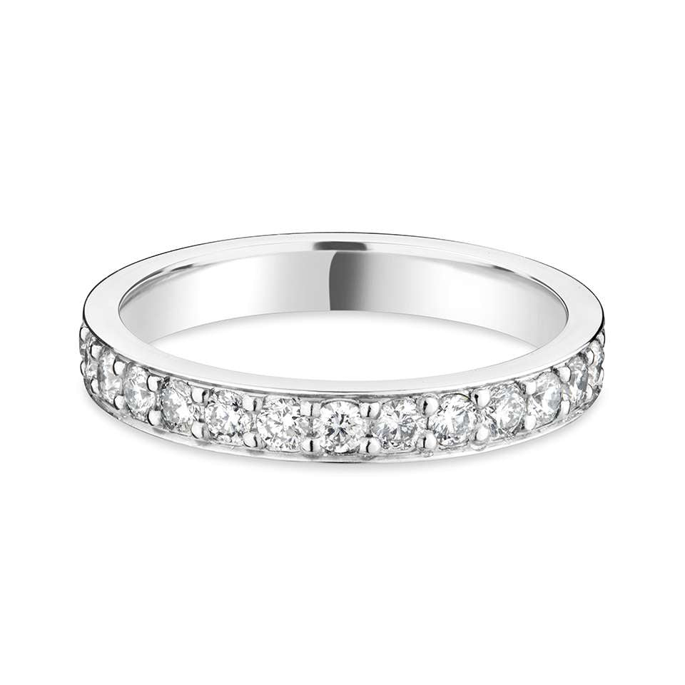 Platinum Court Profile with Diamonds Set Band