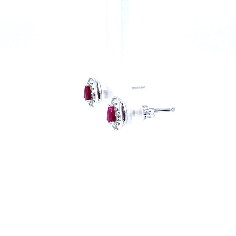 Ruby & Diamond Pear Shaped 18ct White Gold Earrings