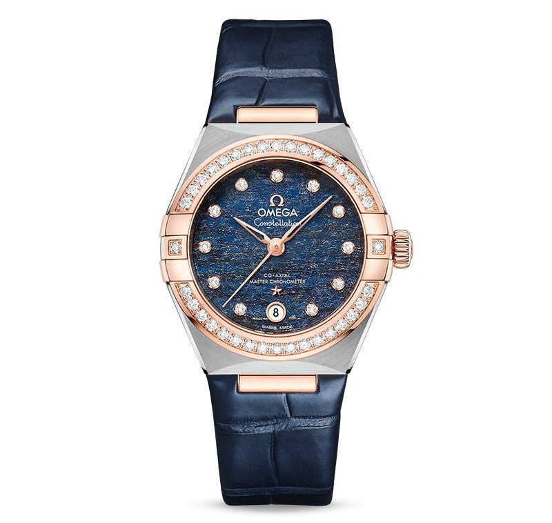 Omega Constellation Co-Axial Master Chronometer Steel - Sedna™ Gold on Leather strap Blue 29mm 131.28.29.20.99.003