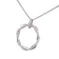 Diamond Crossed Circle 18ct White Gold Pendant