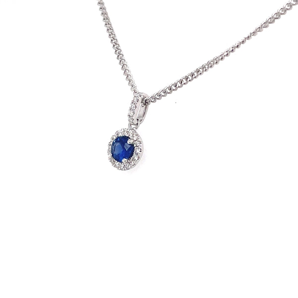 Sapphire & Diamond 18ct White Gold Pendant