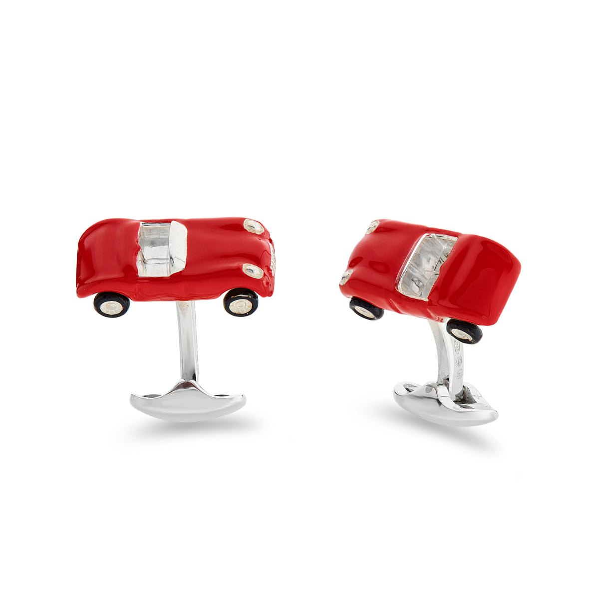 Deakin & Francis Sterling Silver Red Enamel Toy Sports Car Cufflinks