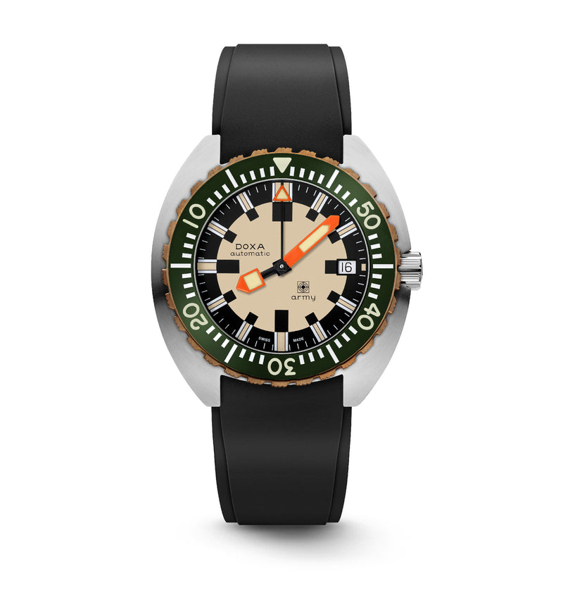 Doxa SUB 300T Army Bronze Bezel with Hunter Green Insert, Black Rubber Strap 785.60.031.20