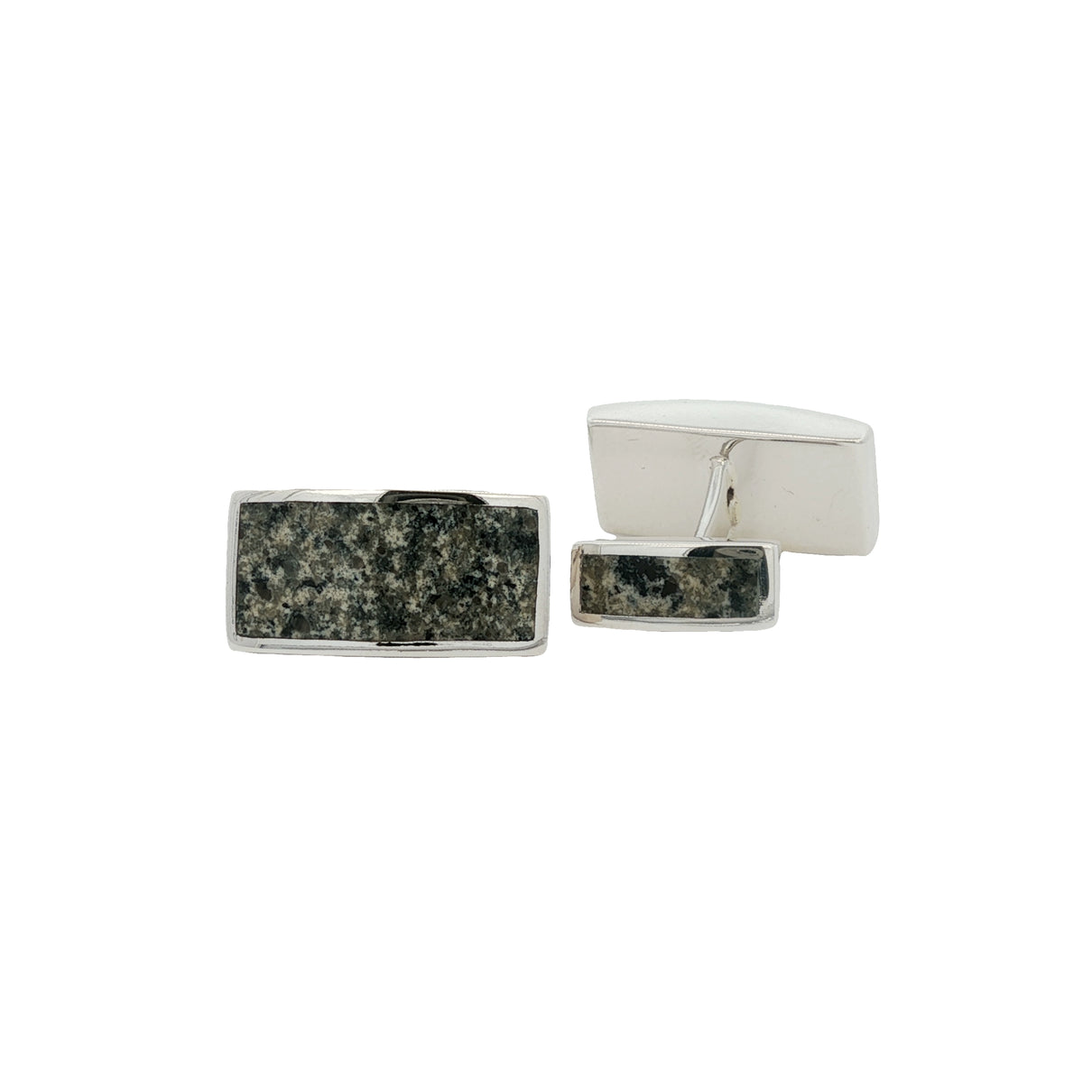 Ailsa Craig Silver Rectangular Swivel Cufflinks