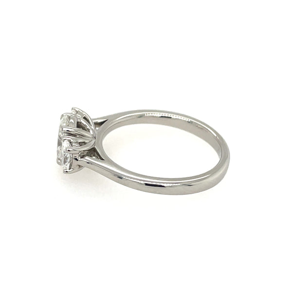 3 Stone Oval Cut Diamond Trilogy Platinum Ring