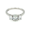 3 Stone Oval Cut Diamond Trilogy Platinum Ring