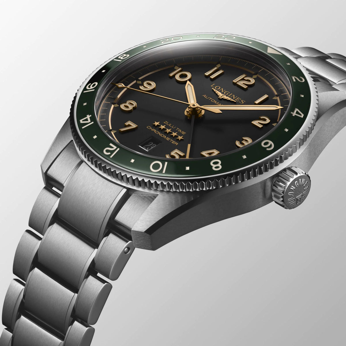 Longines Spirit Automatic Green Zulu Time 42mm L3.812.4.63.6