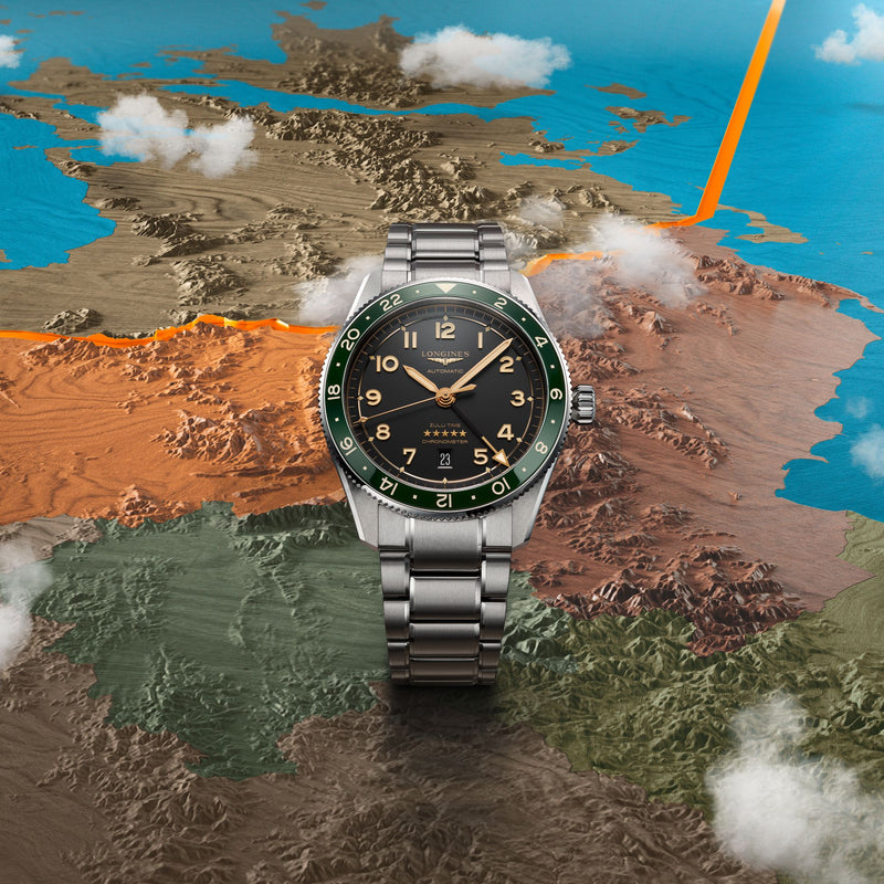 Longines Spirit Automatic Green Zulu Time 42mm L3.812.4.63.6