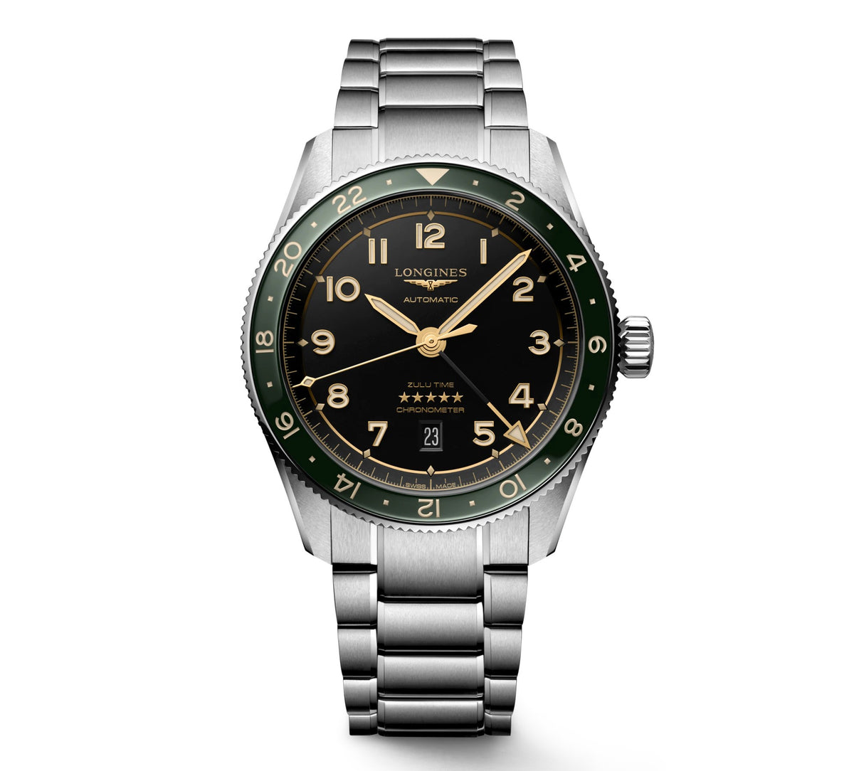 Longines Spirit Automatic Green Zulu Time 42mm L3.812.4.63.6