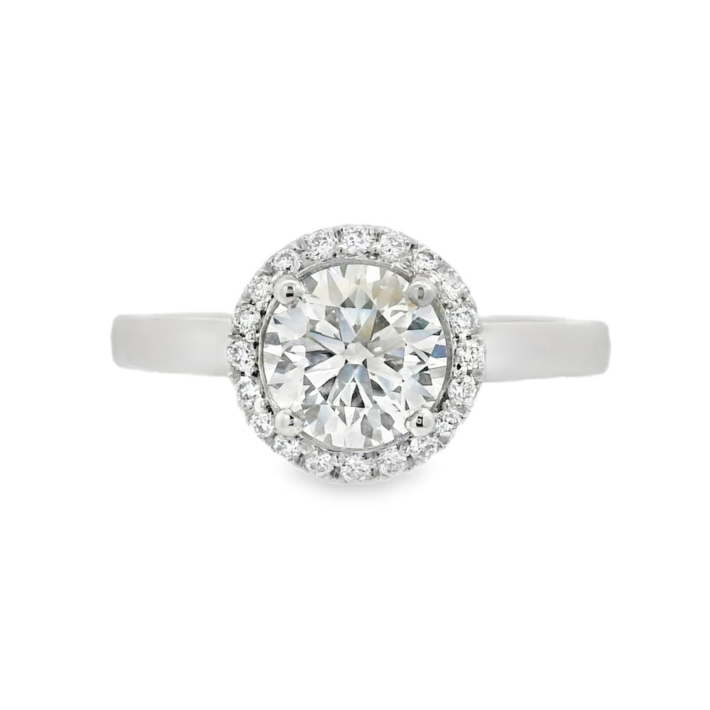 Hayes & Lake Round Single Stone Halo 1.13ct Lab Grown Diamond, Platinum Ring