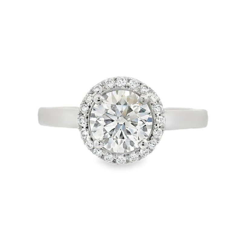 Hayes & Lake Round Single Stone Halo 1.13ct Lab Grown Diamond, Platinum Ring