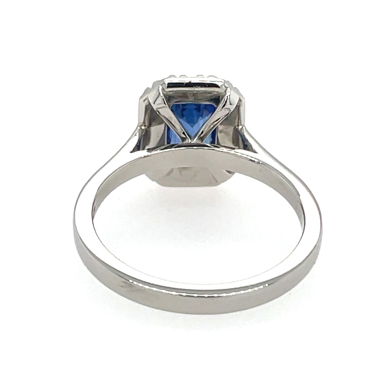 Sapphire & Diamond Emerald Cut 18ct Cluster Ring