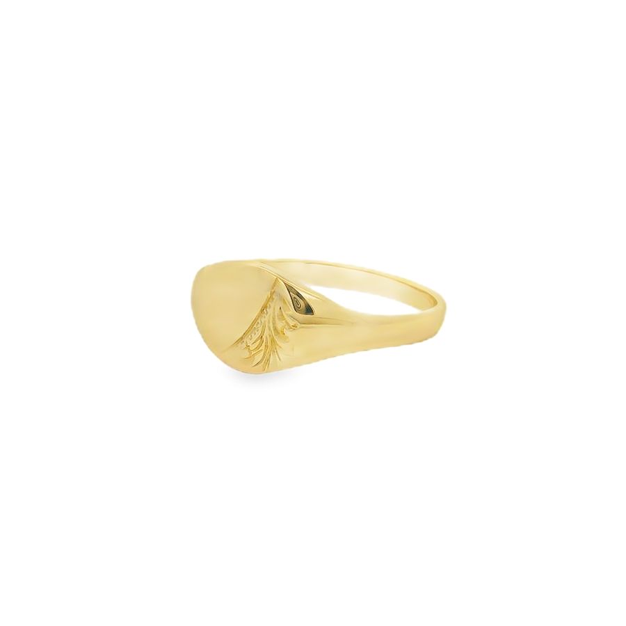 9ct Yellow Maids Oval Engraved Signet Ring