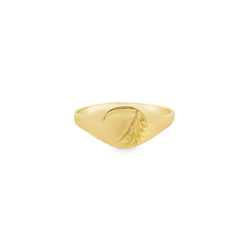 9ct Yellow Maids Oval Engraved Signet Ring