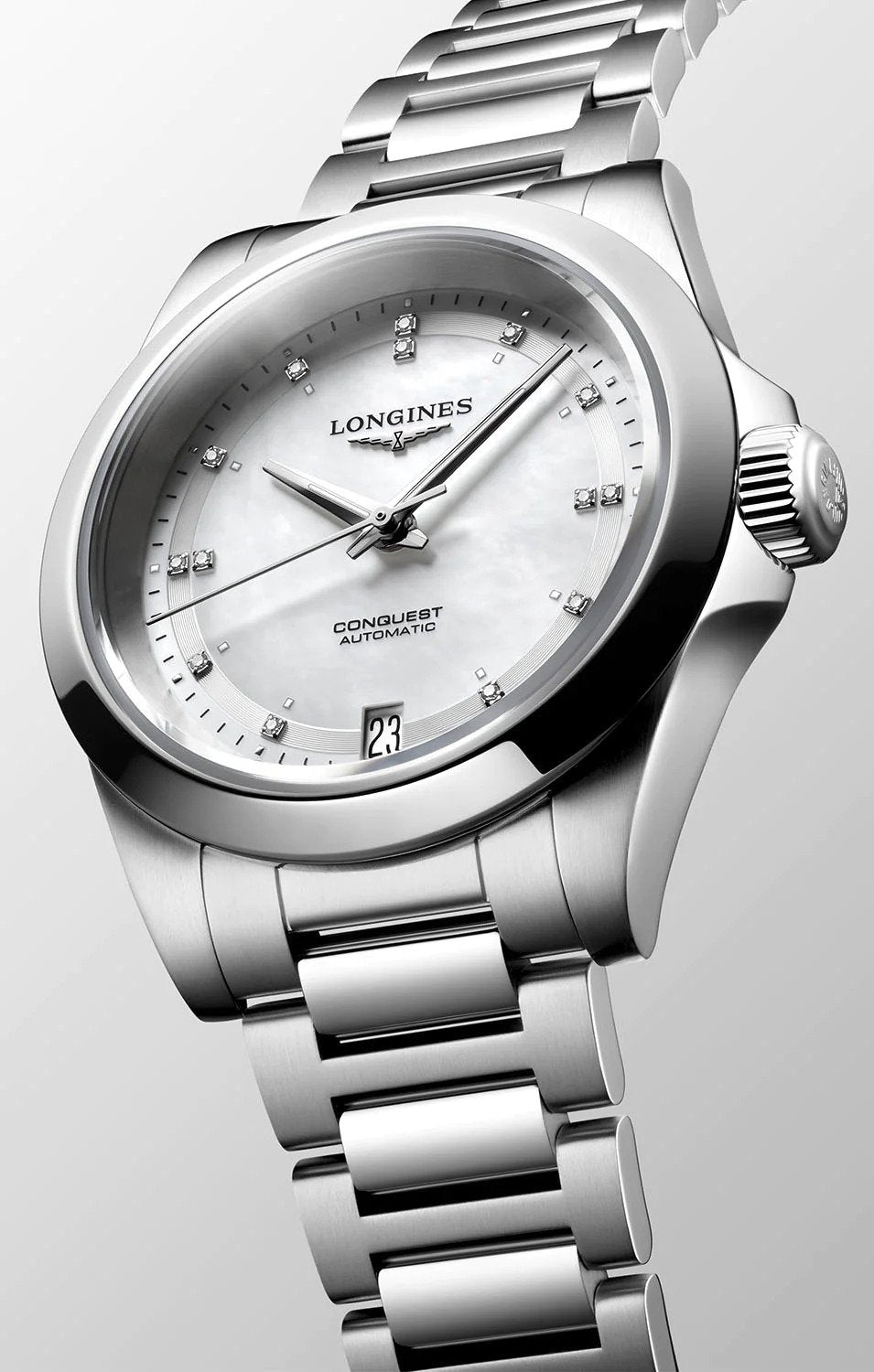 Longines Conquest Automatic Mother of Pearl with Diamonds 34mm Watch L34304876