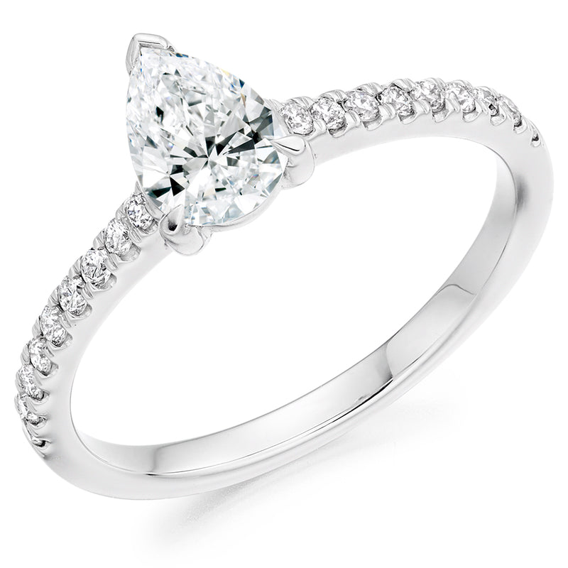 Platinum Pear Cut 0.50ct with Diamond Shoulders Ring