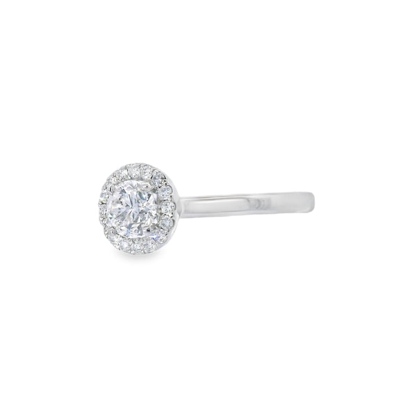 Platinum Round Brilliant Cut Halo 0.50ct Diamond Ring
