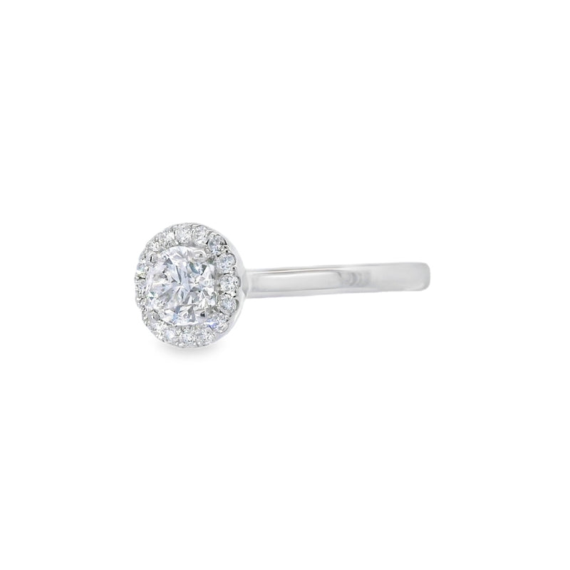 Platinum Round Brilliant Cut Halo 0.50ct Diamond Ring