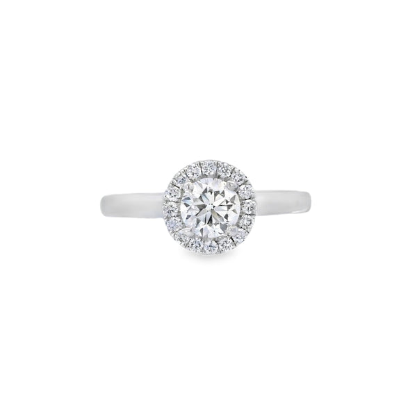 Platinum Round Brilliant Cut Halo 0.50ct Diamond Ring
