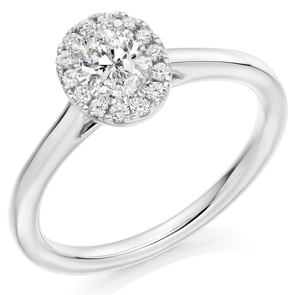Platinum Oval Cut Halo 0.50ct Diamond Ring
