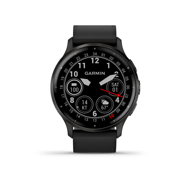 Garmin Venu® 3 Black Leather + Black Silicon Band, 45mm, Slate stainless steel bezel, Smartwatch