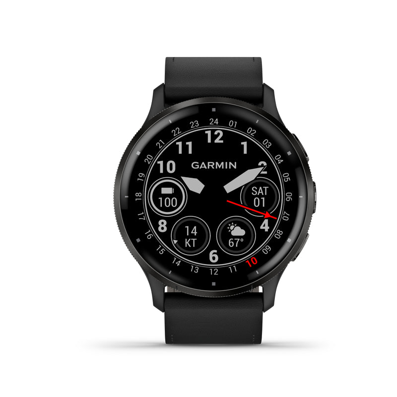 Garmin Venu® 3 Black Leather + Black Silicon Band, 45mm, Slate stainless steel bezel, Smartwatch